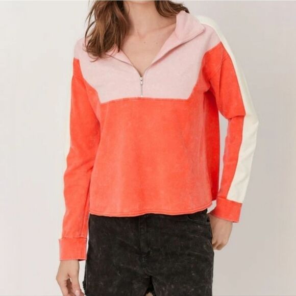 Mystree Women's Color Blocked Half Zip Pullover - Picture 1 of 16